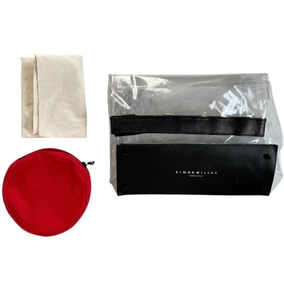 Simon Miller PVC Lunch Bag Clear Tote Black Leather Trim - Picture 4 of 15